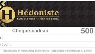 Chèque-cadeau 500 $ personnalisé • Hédoniste