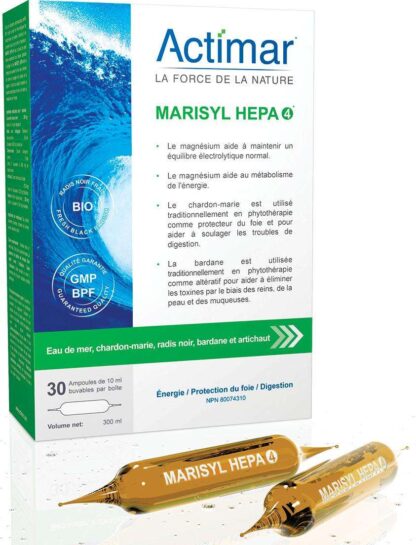 Marisyl Hepa 4® Électrolytes marins, chardon-marie, radis noir, bardane et artichaut en ampoules