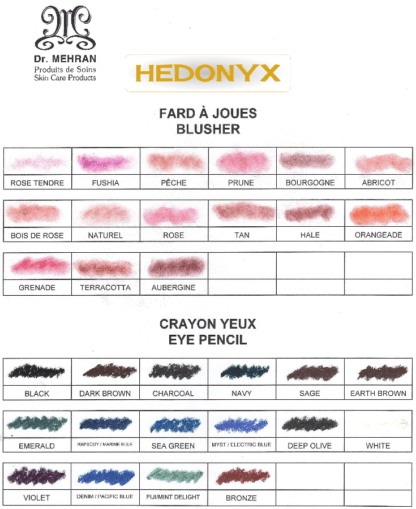 Couleurs fard à joues, crayon yeux