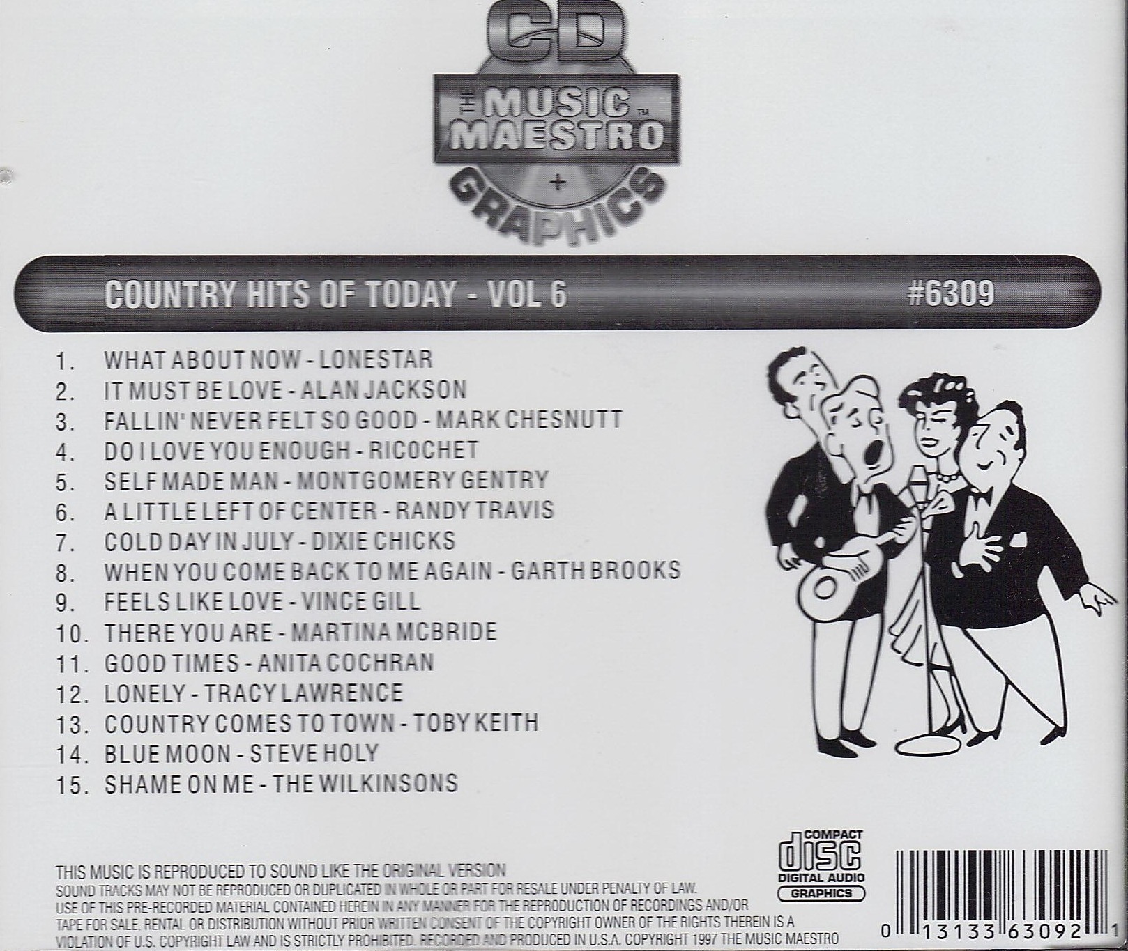 Music Maestro CG6309 - Country Hits of Today - Volume 6