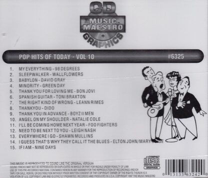 Music Maestro CG6325 - Pop Hits of Today - Volume 10