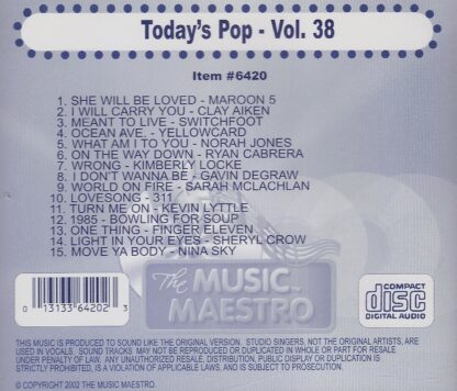 Music Maestro CG6420 - Today’s Pop - Volume 38