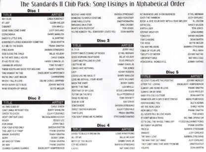 Liste des titres - Club Pack Standards II