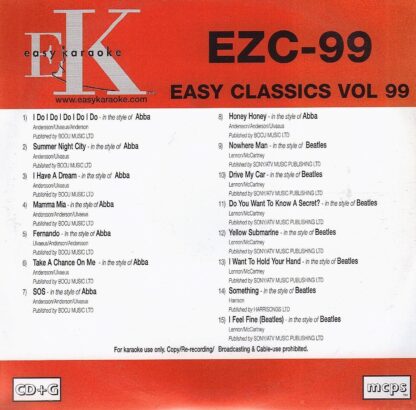 Easy Karaoke EZC099 - ABBA and the Beatles - Easy Classics - Volume 99