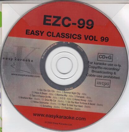 Easy Karaoke EZC099 - ABBA and the Beatles - Easy Classics - Volume 99