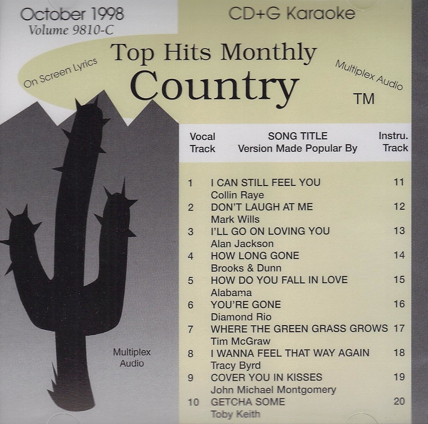 Top Hits Monthly THC9810 - Country October 1998