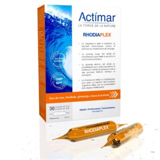 RHODIAPLEX® Électrolytes marins, ginsengs, rhodiodal, maca et acérola en ampoules