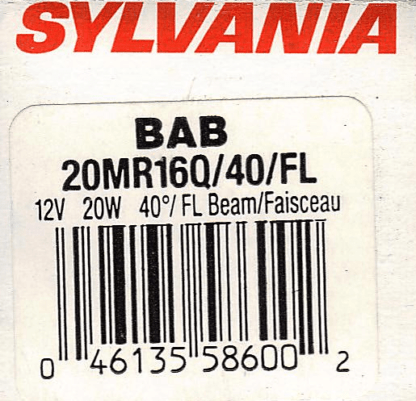 Halogène MR16, 20 watts, 12 volts, n° BAB