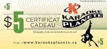 Certificat cadeau 5 $