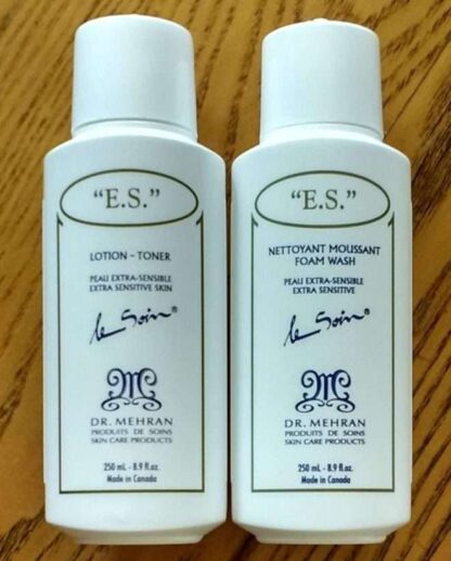 “E.S.” lotion et nettoyant moussant peau extra sensible