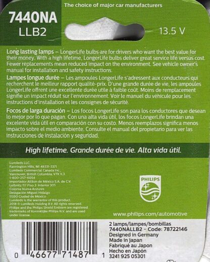 2 Lampes de clignotants Philips 7440NA LLB2