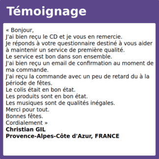 Témoignage CD première qualité