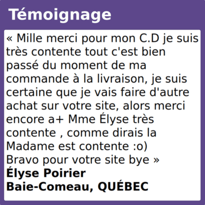 Témoignage contente bravo site CD