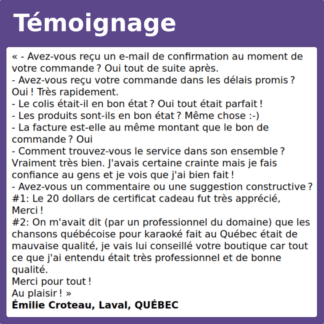 Témoignage karaoké professionnel parfait