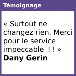 Témoignage surtout service Merci