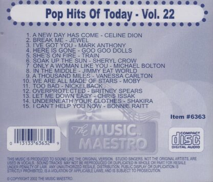 Music Maestro CG6363 - Pop Hits of Today - Volume 22