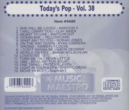 Music Maestro CG6420 - Today’s Pop - Volume 38