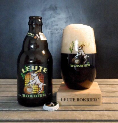 Beer Glass with Wood Base • Leute Bokbier