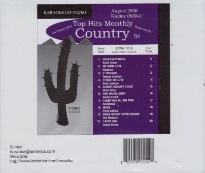 Top Hits Monthly THCV0008 - Country August 2000