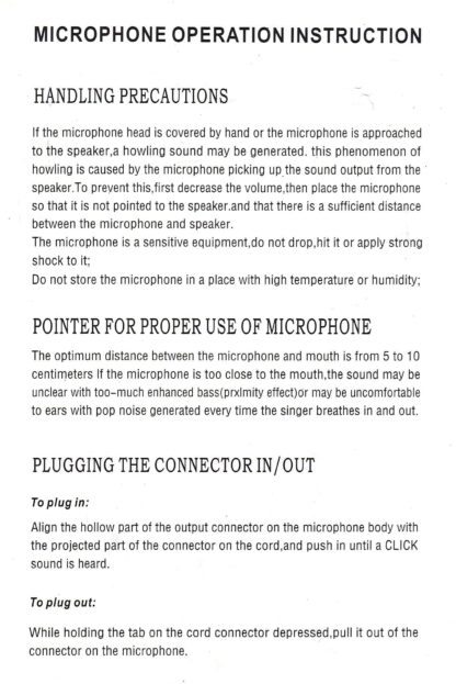 Microphone operation instruction